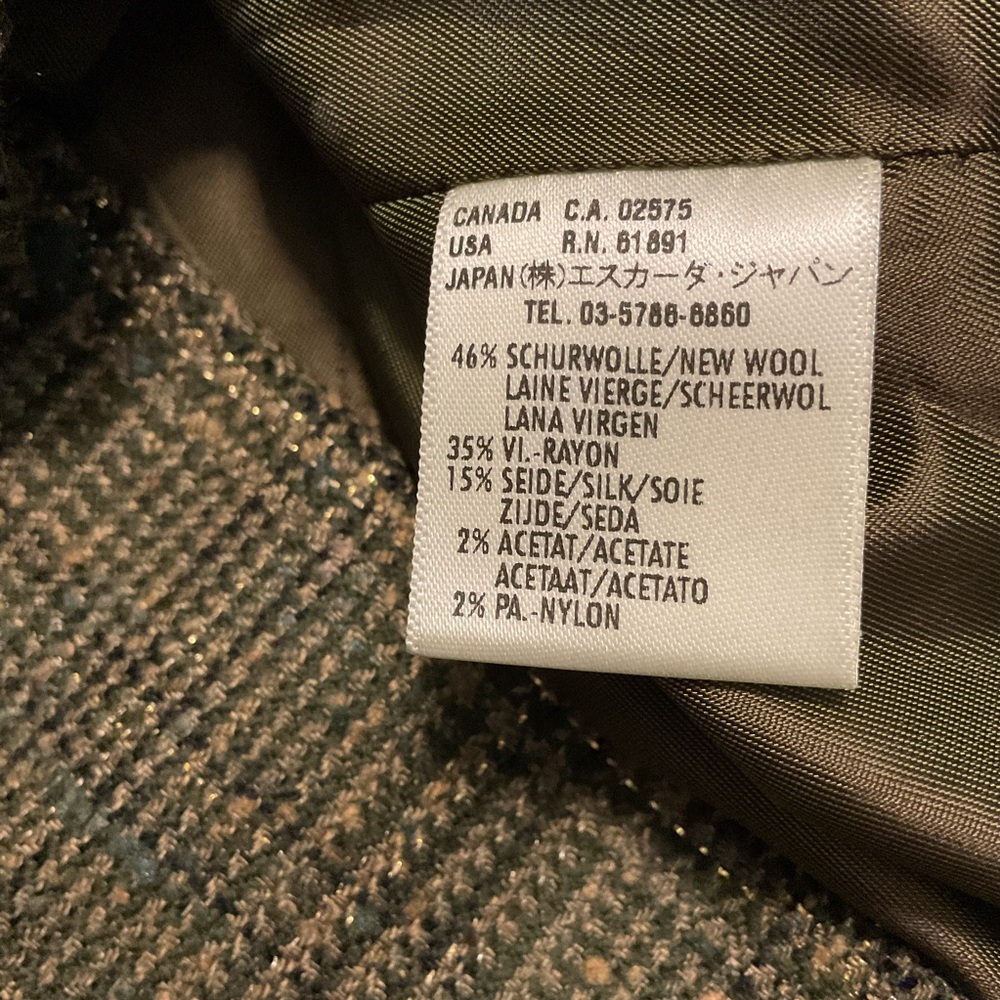 Escada Vintage Plaid Wool Silk Skirt Green - Picture 11 of 13